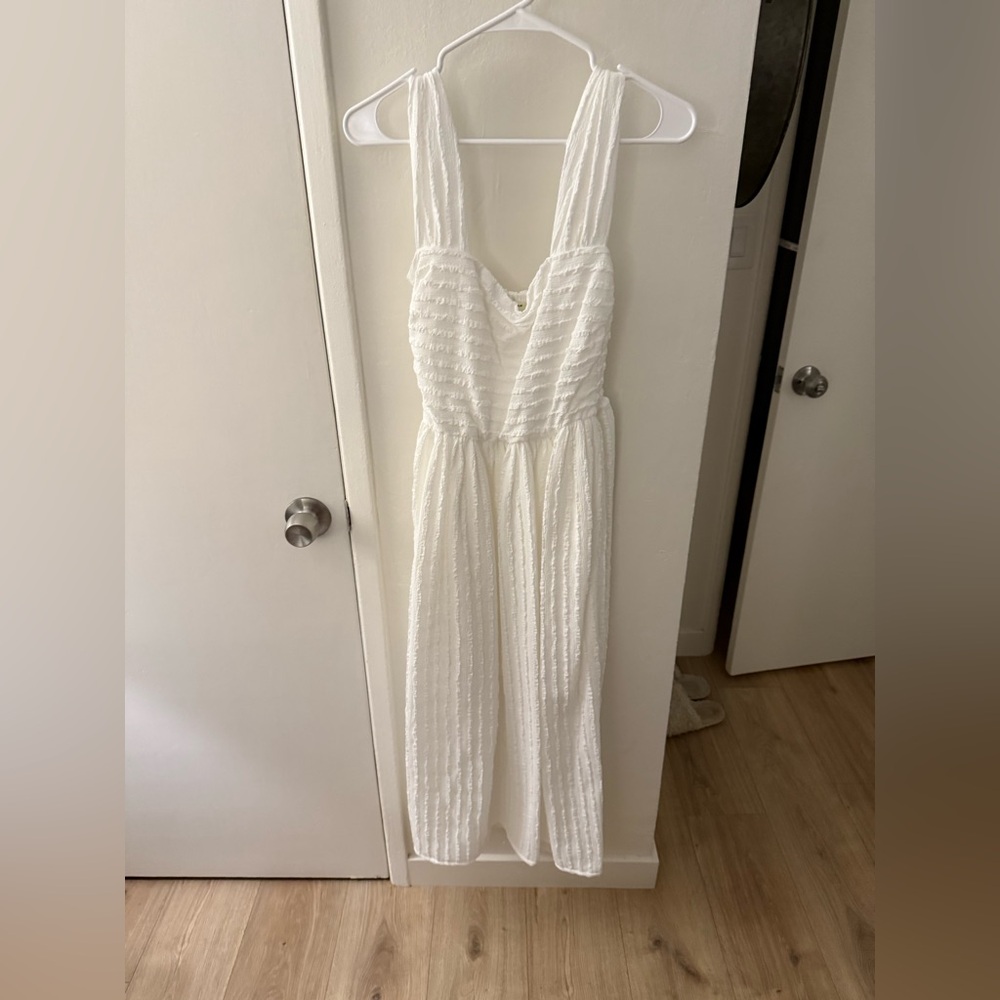 Max Studio White Textured Midi Dress